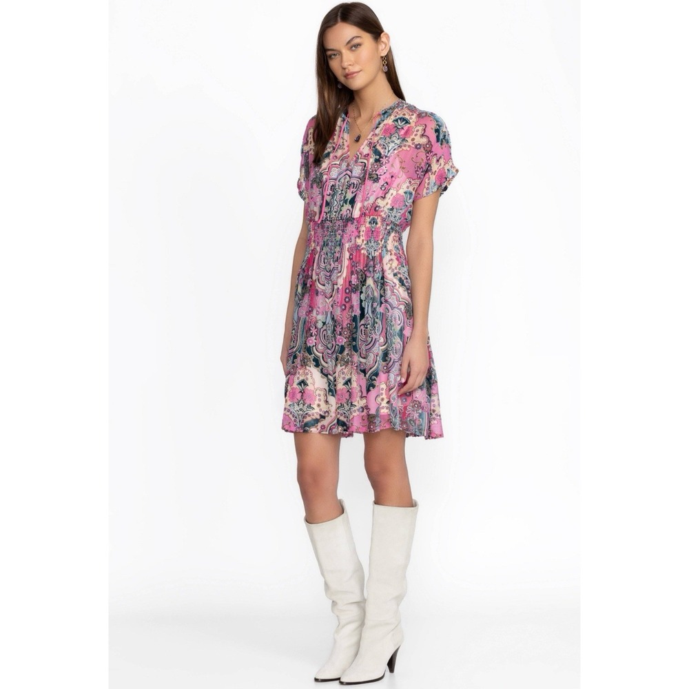 Johny Was Thia Burnout Dress Womens Size S Floral Boho Festival Sheer Luxe Chic - Picture 1 of 15